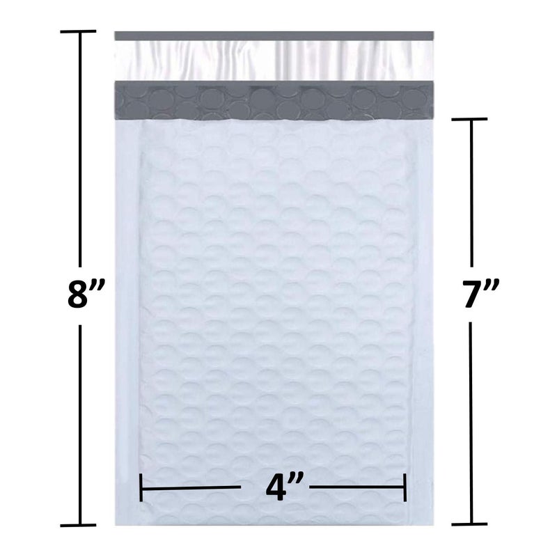 SALES4LESS - Poly Bubble Mailers, Waterproof & Cushioned Padded Envelopes for Shipping, 4 x 8 in (50 Pack, White) - Image 2